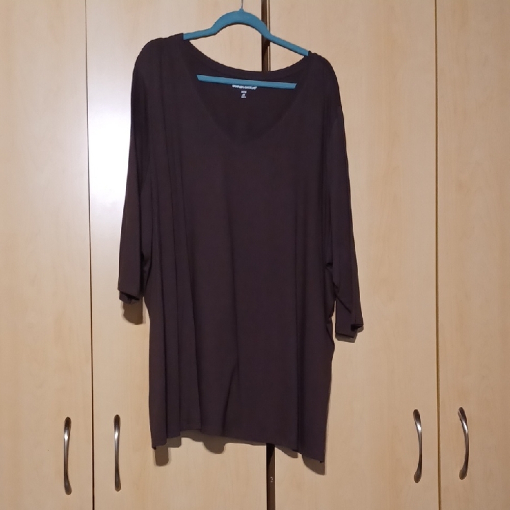 Women's Chocolate Brown Cotton Tee. 4X